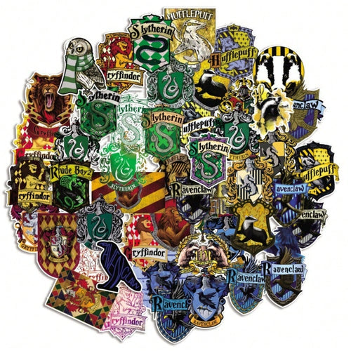 50PCS Film and Television Around The Magic Four Colleges Logo Graffiti Stickers Personalized Creative Trend of Decorative Stickers Cell Phone Shell Skateboard Guitar Suitcase Decals Popular Toys