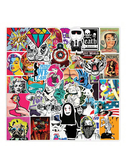 100PCS Cool Skateboarding Personalized Graffiti Stickers Fashion Creative Trend Decorative Stickers Laptop Luggage Suitcase Travel Case Decals Popular Toys