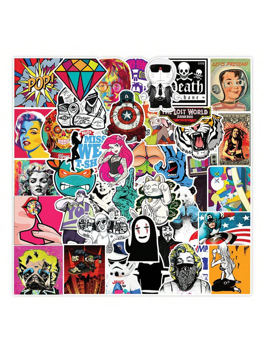 100PCS Cool Skateboarding Personalized Graffiti Stickers Fashion Creative Trend Decorative Stickers Laptop Luggage Suitcase Travel Case Decals Popular Toys