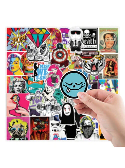 100PCS Cool Skateboarding Personalized Graffiti Stickers Fashion Creative Trend Decorative Stickers Laptop Luggage Suitcase Travel Case Decals Popular Toys
