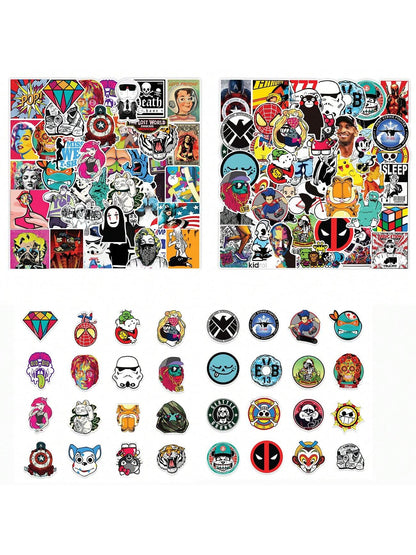 100PCS Cool Skateboarding Personalized Graffiti Stickers Fashion Creative Trend Decorative Stickers Laptop Luggage Suitcase Travel Case Decals Popular Toys