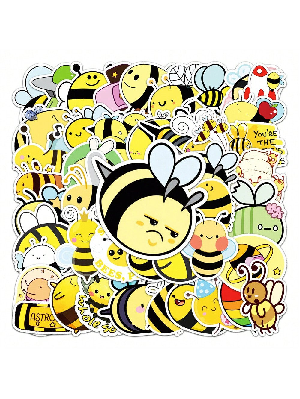 51PCS Cartoon Animation Animal Bee Graffiti Stickers Personalized Creative Decorative Stickers Skateboard Luggage Cell Phone Refrigerator Fashion Popular Toys Decals