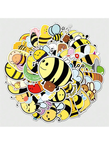 51PCS Cartoon Animation Animal Bee Graffiti Stickers Personalized Creative Decorative Stickers Skateboard Luggage Cell Phone Refrigerator Fashion Popular Toys Decals