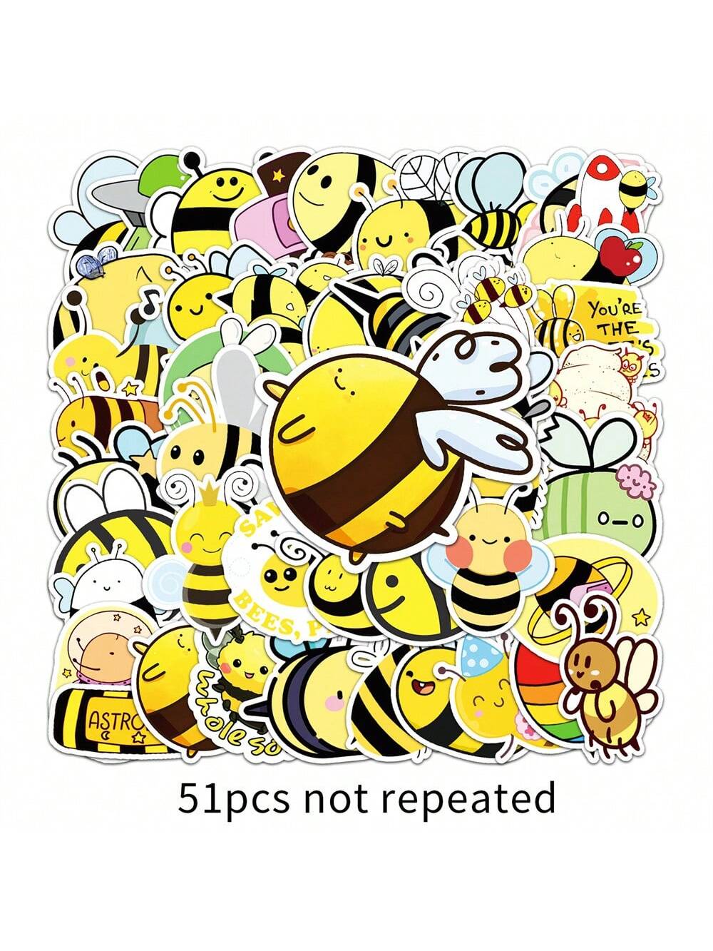 51PCS Cartoon Animation Animal Bee Graffiti Stickers Personalized Creative Decorative Stickers Skateboard Luggage Cell Phone Refrigerator Fashion Popular Toys Decals
