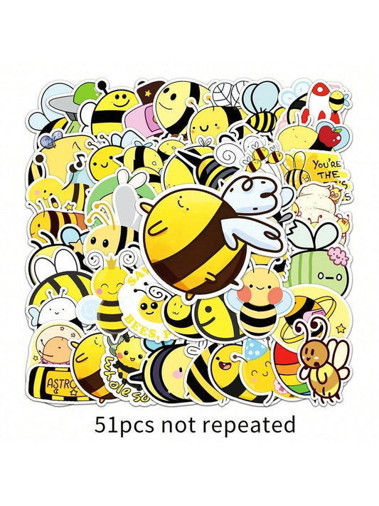 51PCS Cartoon Animation Animal Bee Graffiti Stickers Personalized Creative Decorative Stickers Skateboard Luggage Cell Phone Refrigerator Fashion Popular Toys Decals