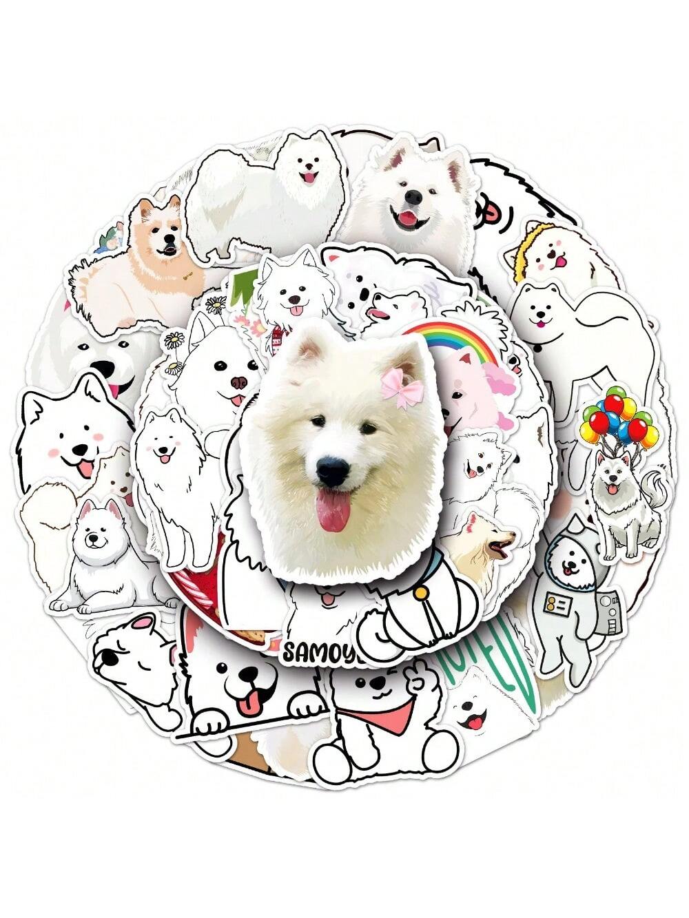 50PCS Samoyed Cartoon Cute Dog Animal Personality Creative Sticker Phone Desk Guitar Skateboard Waterproof  Cup