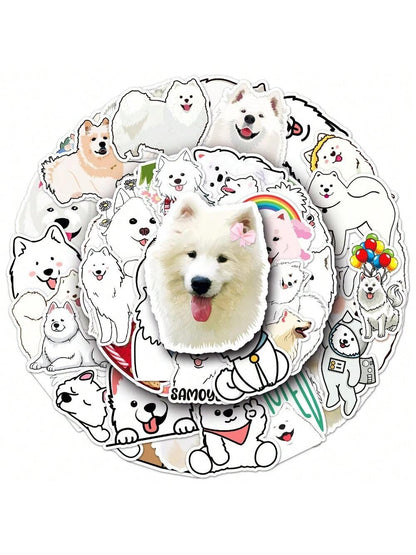 50PCS Samoyed Cartoon Cute Dog Animal Personality Creative Sticker Phone Desk Guitar Skateboard Waterproof  Cup