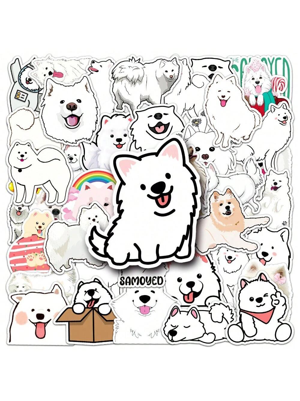 50PCS Samoyed Cartoon Cute Dog Animal Personality Creative Sticker Phone Desk Guitar Skateboard Waterproof  Cup