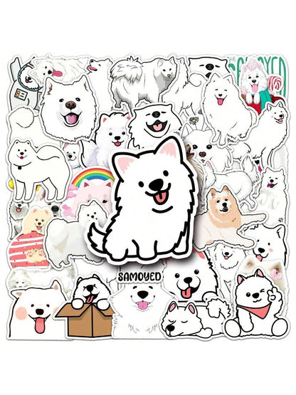 50PCS Samoyed Cartoon Cute Dog Animal Personality Creative Sticker Phone Desk Guitar Skateboard Waterproof  Cup