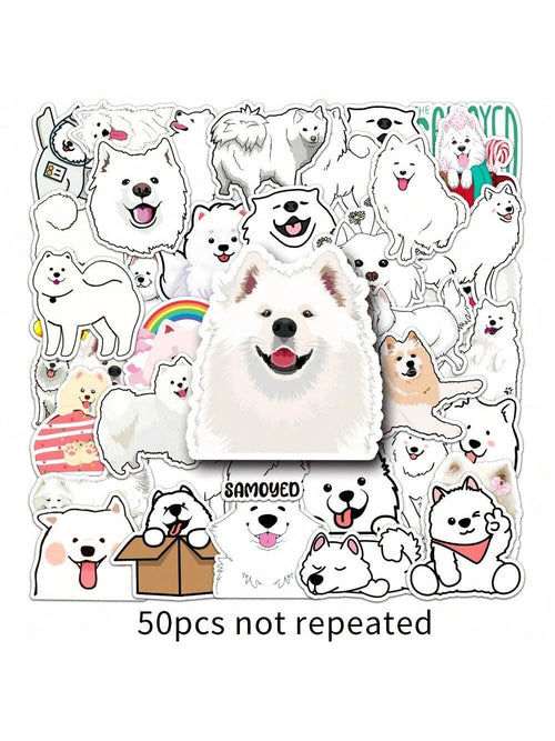50PCS Samoyed Cartoon Cute Dog Animal Personality Creative Sticker Phone Desk Guitar Skateboard Waterproof  Cup
