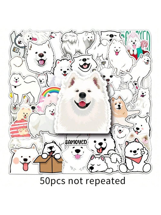 50PCS Samoyed Cartoon Cute Dog Animal Personality Creative Sticker Phone Desk Guitar Skateboard Waterproof  Cup