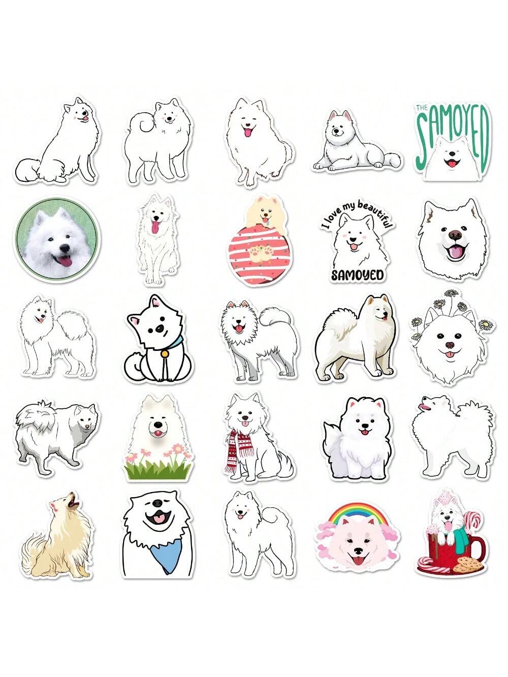 50PCS Samoyed Cartoon Cute Dog Animal Personality Creative Sticker Phone Desk Guitar Skateboard Waterproof  Cup