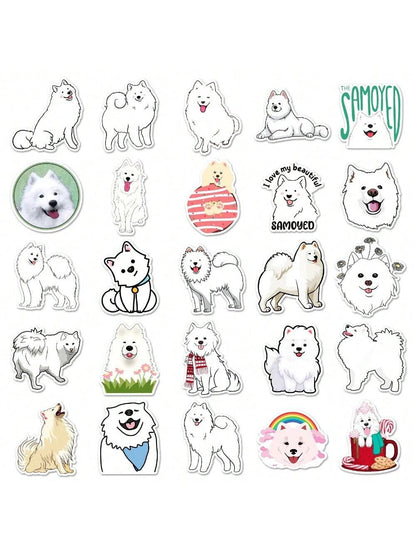 50PCS Samoyed Cartoon Cute Dog Animal Personality Creative Sticker Phone Desk Guitar Skateboard Waterproof  Cup