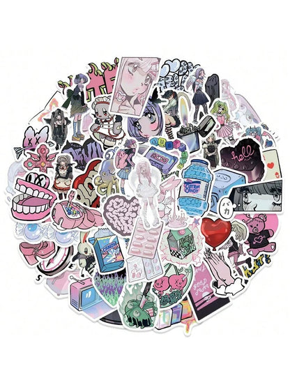 60PCS Cartoon Hip Cool Domi Girl Graffiti Stickers Personalized Creative Decorative Stickers Guitar Skateboard Computer Suitcase Fashion Popular Toys Decals
