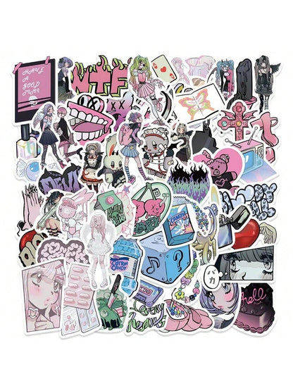 60PCS Cartoon Hip Cool Domi Girl Graffiti Stickers Personalized Creative Decorative Stickers Guitar Skateboard Computer Suitcase Fashion Popular Toys Decals