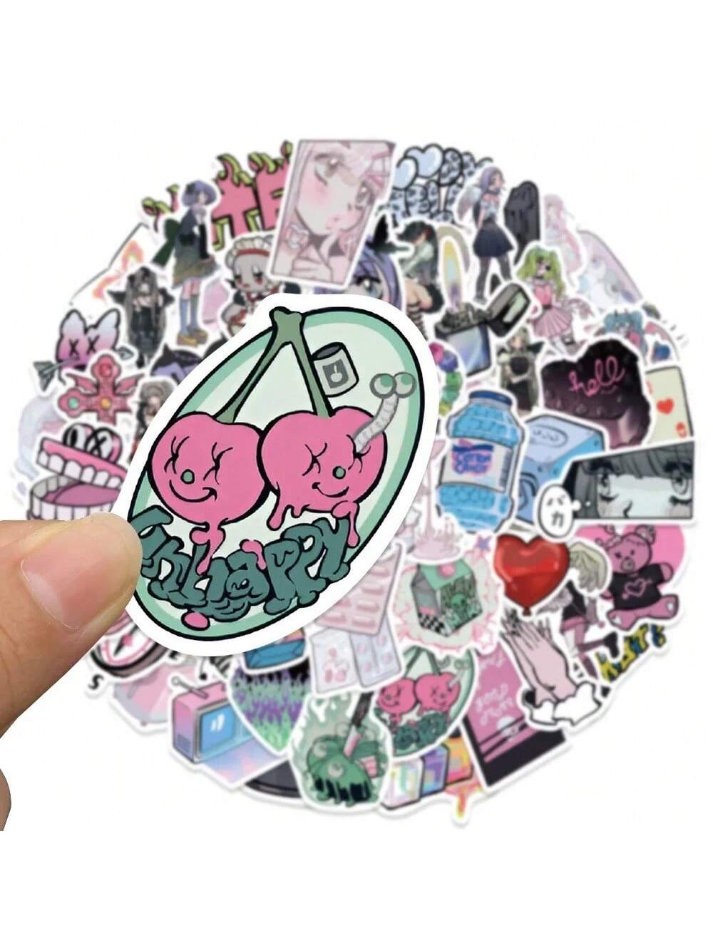 60PCS Cartoon Hip Cool Domi Girl Graffiti Stickers Personalized Creative Decorative Stickers Guitar Skateboard Computer Suitcase Fashion Popular Toys Decals