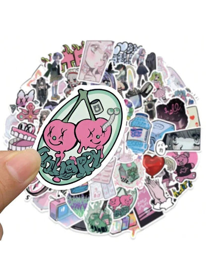 60PCS Cartoon Hip Cool Domi Girl Graffiti Stickers Personalized Creative Decorative Stickers Guitar Skateboard Computer Suitcase Fashion Popular Toys Decals