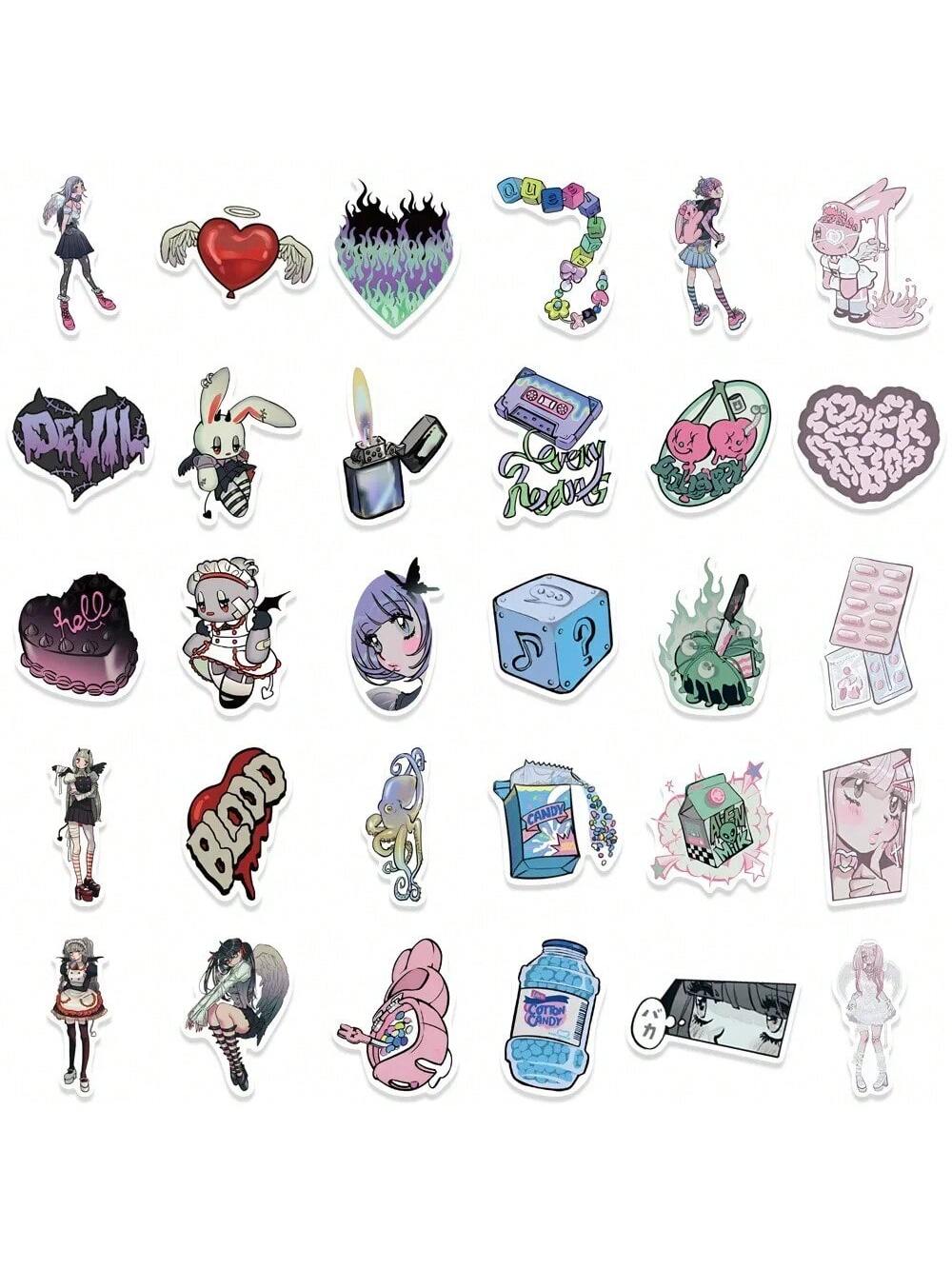 60PCS Cartoon Hip Cool Domi Girl Graffiti Stickers Personalized Creative Decorative Stickers Guitar Skateboard Computer Suitcase Fashion Popular Toys Decals