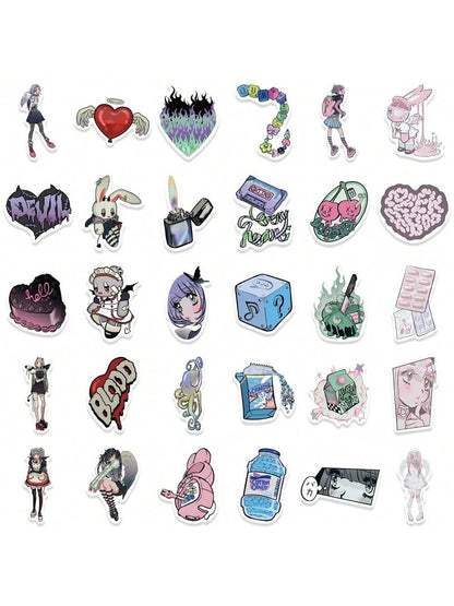 60PCS Cartoon Hip Cool Domi Girl Graffiti Stickers Personalized Creative Decorative Stickers Guitar Skateboard Computer Suitcase Fashion Popular Toys Decals