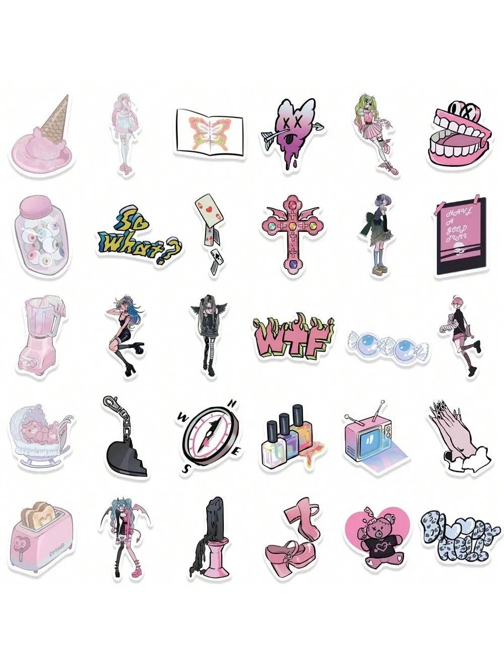60PCS Cartoon Hip Cool Domi Girl Graffiti Stickers Personalized Creative Decorative Stickers Guitar Skateboard Computer Suitcase Fashion Popular Toys Decals