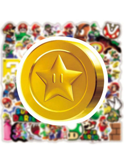 50PCS Cartoon Cute Mario Game Characters Graffiti Stickers Personalized Creative Trend Decorative Stickers Trolley Case Refrigerator Water Cup Guitar Fashion Popular Toy Decals