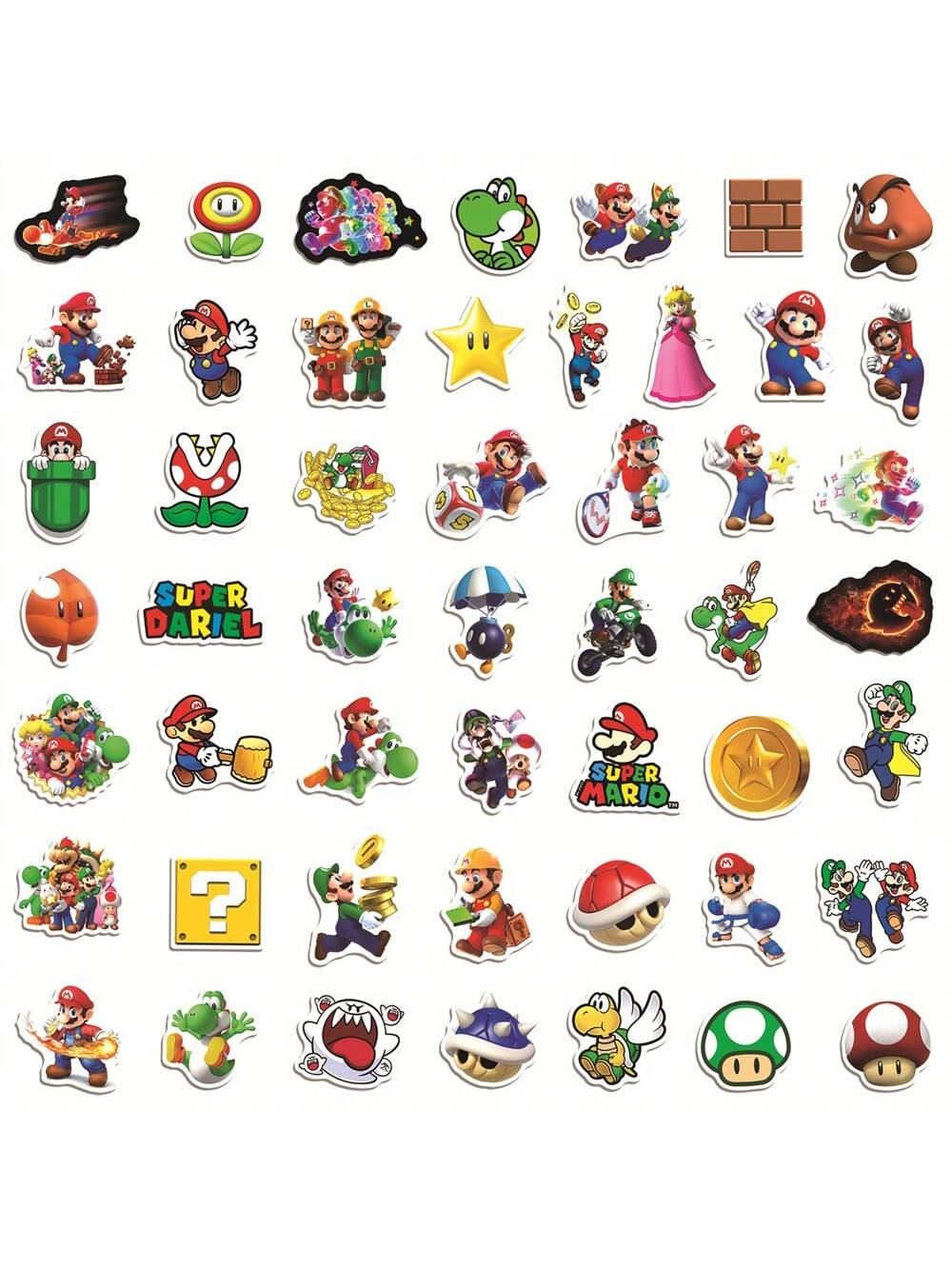50PCS Cartoon Cute Mario Game Characters Graffiti Stickers Personalized Creative Trend Decorative Stickers Trolley Case Refrigerator Water Cup Guitar Fashion Popular Toy Decals