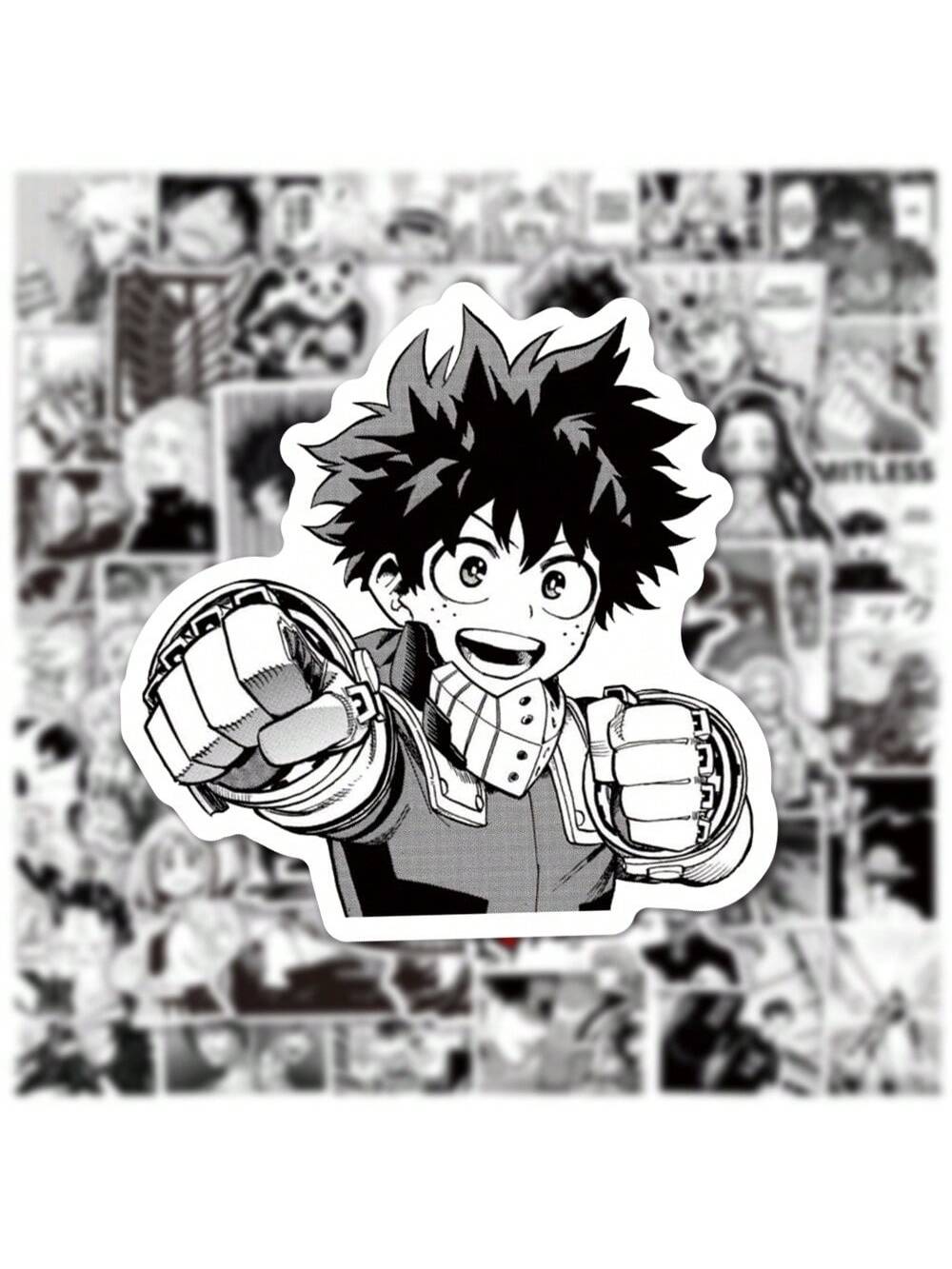 50PCS Black and White Japanese Manga Cartoon Series Graffiti Stickers Fashion Personality Creative DIY Trend Decorative Stickers Refrigerator Skateboard Helmet Guitar Popular Decals Toys