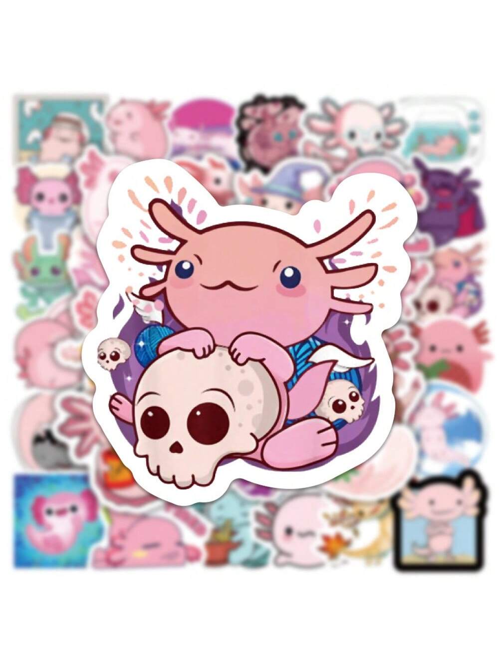 50PCS Cartoon Cute Animal Salamander Graffiti Stickers Personality Fashion Creative DIY Decorative Stickers Refrigerator Skateboard Guitar Helmet Popular Decals Toys