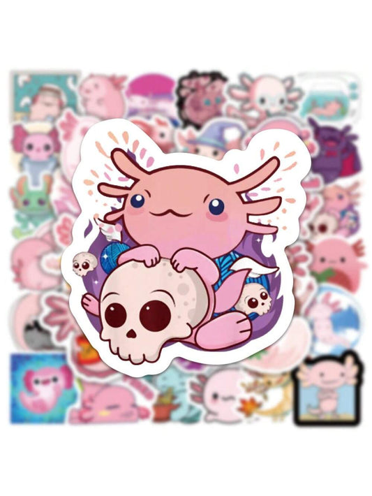 50PCS Cartoon Cute Animal Salamander Graffiti Stickers Personality Fashion Creative DIY Decorative Stickers Refrigerator Skateboard Guitar Helmet Popular Decals Toys