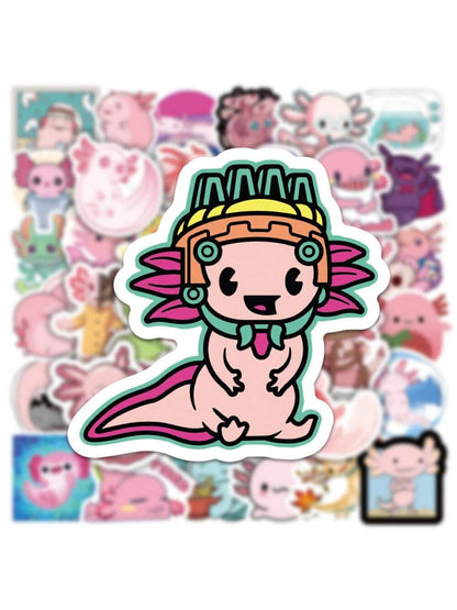 50PCS Cartoon Cute Animal Salamander Graffiti Stickers Personality Fashion Creative DIY Decorative Stickers Refrigerator Skateboard Guitar Helmet Popular Decals Toys