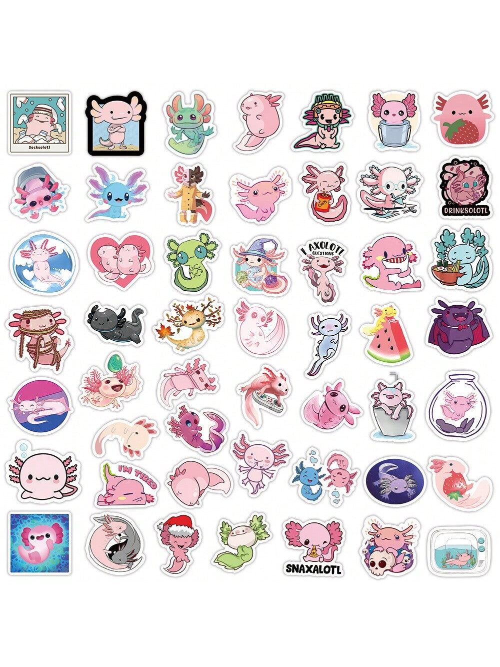 50PCS Cartoon Cute Animal Salamander Graffiti Stickers Personality Fashion Creative DIY Decorative Stickers Refrigerator Skateboard Guitar Helmet Popular Decals Toys