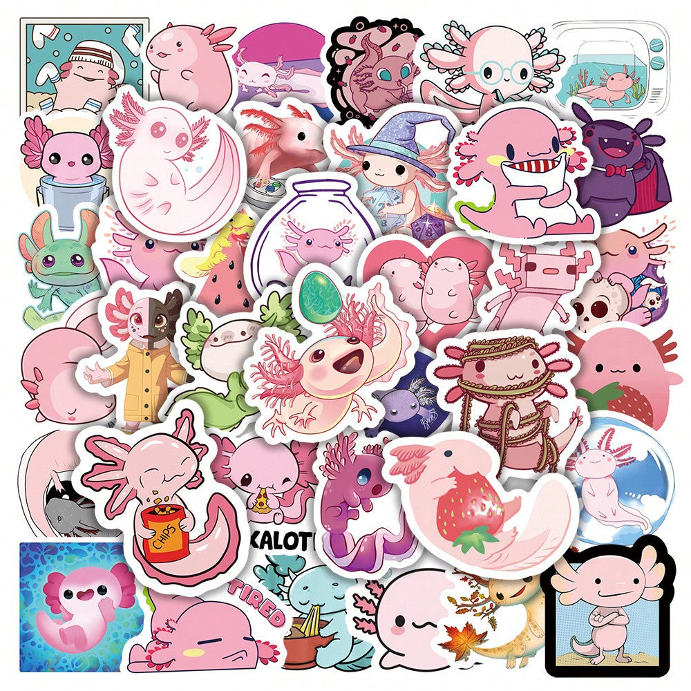 50PCS Cartoon Cute Animal Salamander Graffiti Stickers Personality Fashion Creative DIY Decorative Stickers Refrigerator Skateboard Guitar Helmet Popular Decals Toys