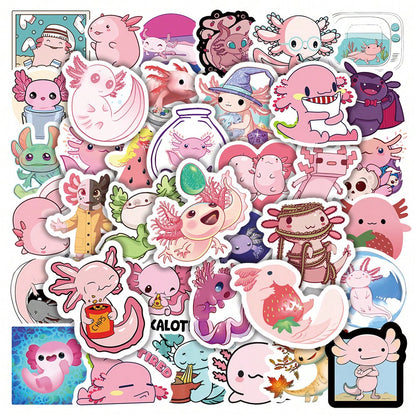 50PCS Cartoon Cute Animal Salamander Graffiti Stickers Personality Fashion Creative DIY Decorative Stickers Refrigerator Skateboard Guitar Helmet Popular Decals Toys