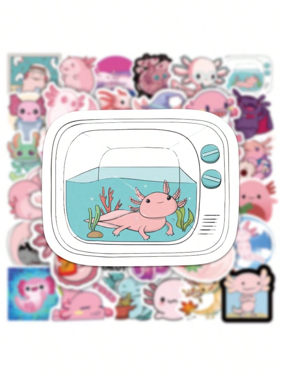 50PCS Cartoon Cute Animal Salamander Graffiti Stickers Personality Fashion Creative DIY Decorative Stickers Refrigerator Skateboard Guitar Helmet Popular Decals Toys