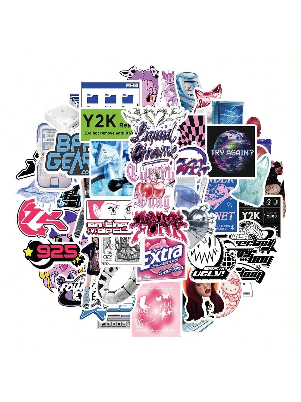 53PCS Y2K Retro Millennium Wind Graffiti Stickers Personalized Fashion Creative DIY Trend Exquisite Decorative Stickers Helmets Water Cups Refrigerators Skateboards Guitars Popular Decals Toys