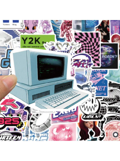 53PCS Y2K Retro Millennium Wind Graffiti Stickers Personalized Fashion Creative DIY Trend Exquisite Decorative Stickers Helmets Water Cups Refrigerators Skateboards Guitars Popular Decals Toys