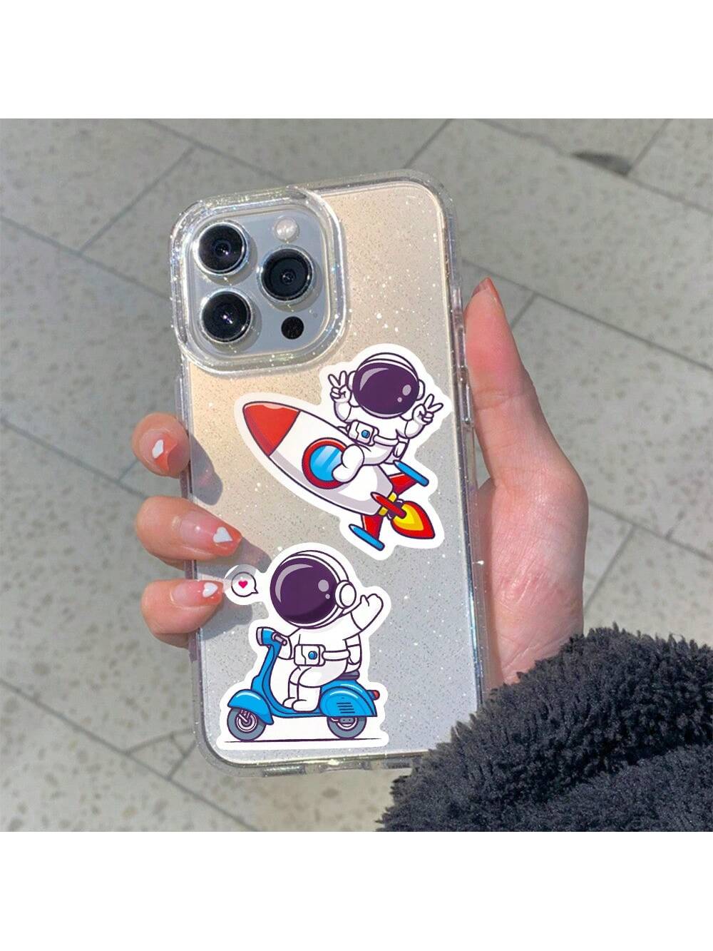 50PC Cartoon Astronaut Sticker Creative Mobile Phone Helmet Car Water Cup Guitar DIY Wall Sticker Toy Decoration