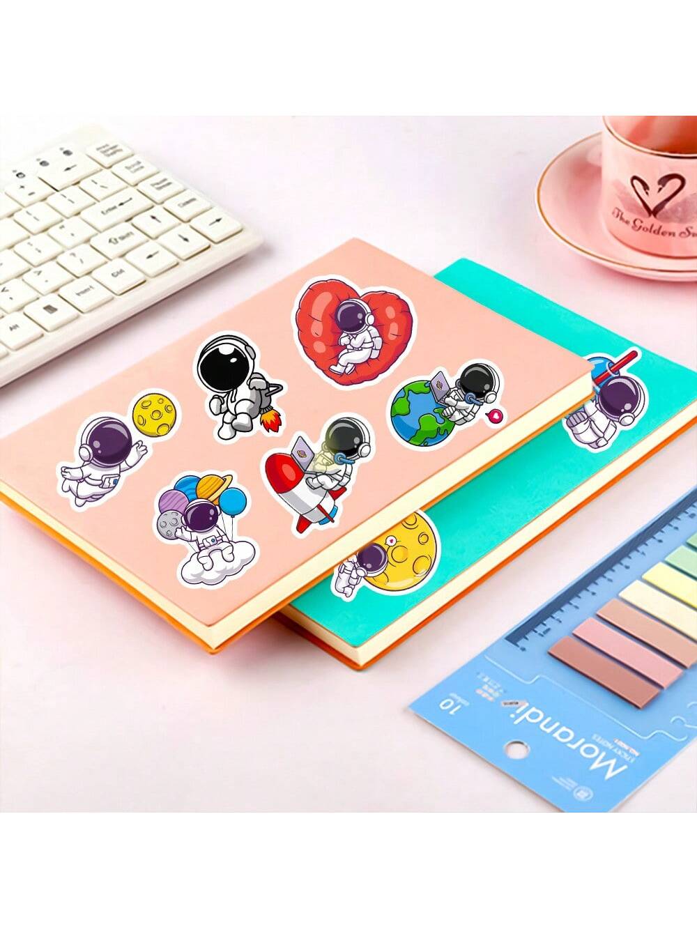 50PC Cartoon Astronaut Sticker Creative Mobile Phone Helmet Car Water Cup Guitar DIY Wall Sticker Toy Decoration