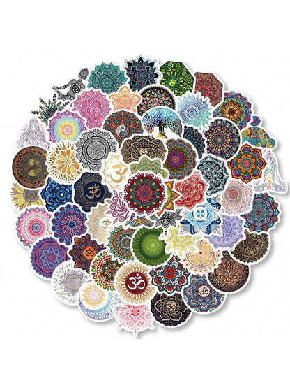 50PCS Cartoon Mandala Sticker Graffiti iPad Motorcycle Helmet  Water Cup Guitar  DIY Wall Sticker Toy Decoration