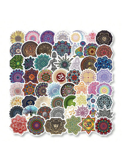 50PCS Cartoon Mandala Sticker Graffiti iPad Motorcycle Helmet  Water Cup Guitar  DIY Wall Sticker Toy Decoration