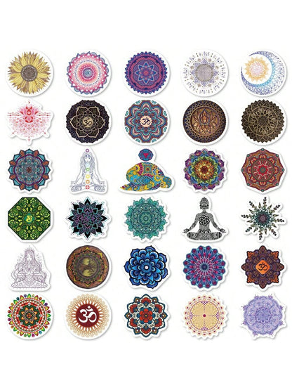 50PCS Cartoon Mandala Sticker Graffiti iPad Motorcycle Helmet  Water Cup Guitar  DIY Wall Sticker Toy Decoration