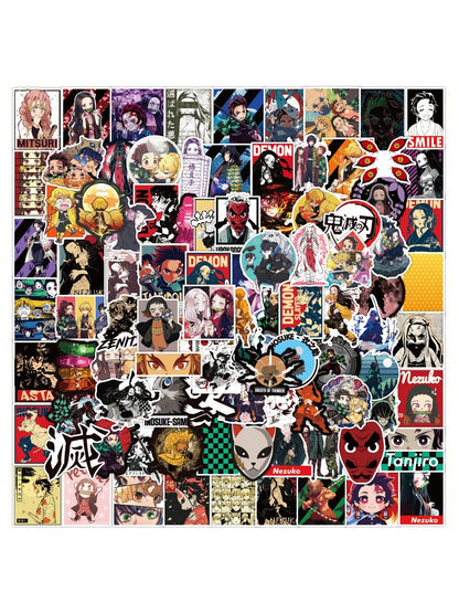 100PCS Cartoon Animation Ghosts Destroy The Edge of Graffiti Stickers Personalized Fashion Creative Trend DIY Decorative Stickers Guitar Water Cup Luggage Skateboard Refrigerator Popular Decals Toys
