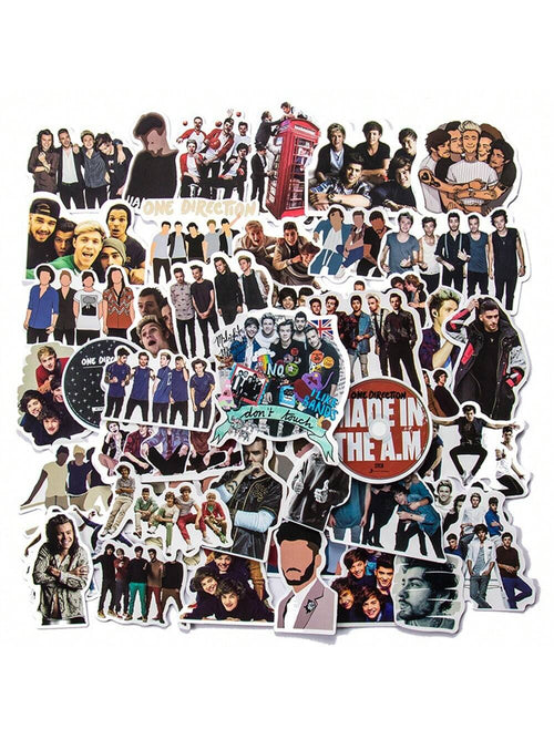 50PCS   OneDirection Band Trendy Guitar Graffiti Suitcase Decorative Sticker Guitar Water Cup Refrigerator Sticker