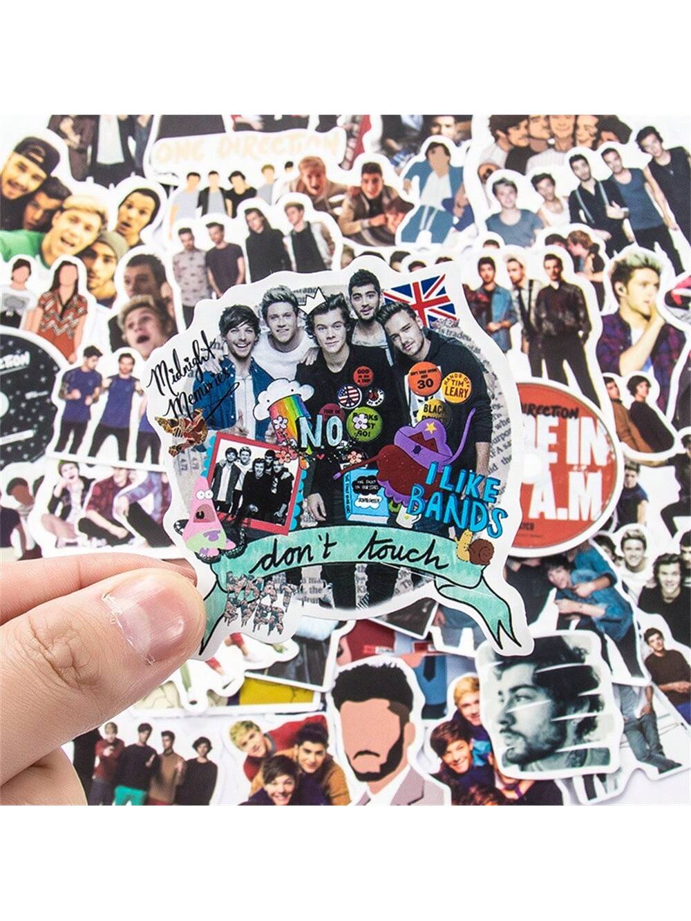 50PCS   OneDirection Band Trendy Guitar Graffiti Suitcase Decorative Sticker Guitar Water Cup Refrigerator Sticker
