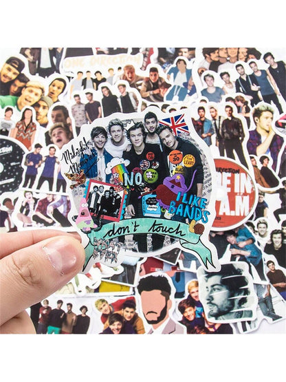 50PCS   OneDirection Band Trendy Guitar Graffiti Suitcase Decorative Sticker Guitar Water Cup Refrigerator Sticker