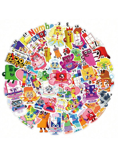 50PCS Cartoon Digital Education Stickers Graffiti Helmets Car Guitar DIY Wall Stickers Toy Decoration