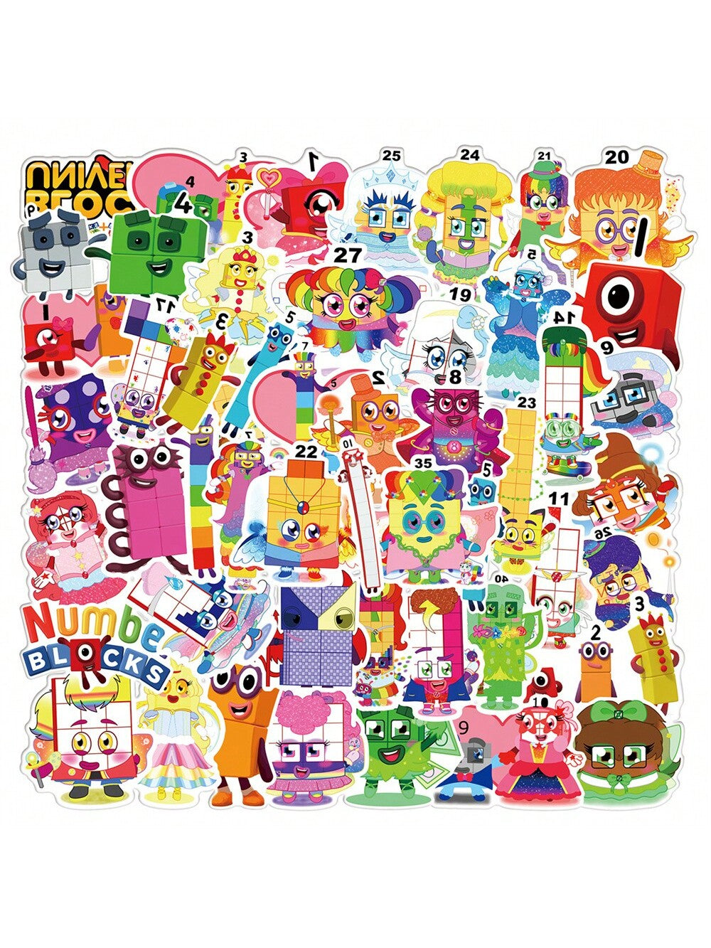 50PCS Cartoon Digital Education Stickers Graffiti Helmets Car Guitar DIY Wall Stickers Toy Decoration