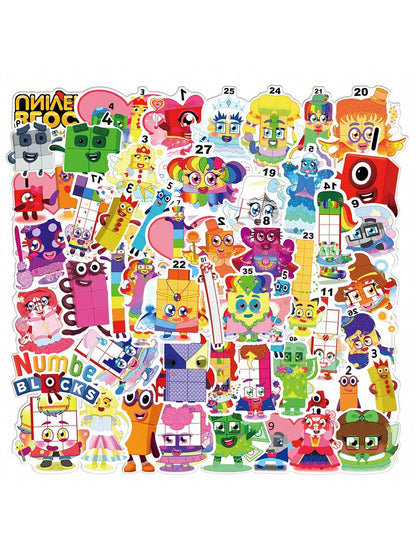 50PCS Cartoon Digital Education Stickers Graffiti Helmets Car Guitar DIY Wall Stickers Toy Decoration