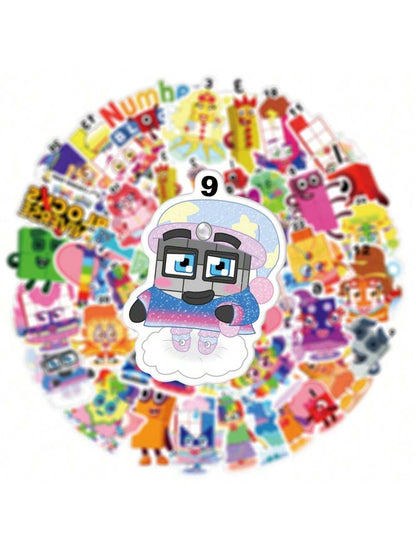 50PCS Cartoon Digital Education Stickers Graffiti Helmets Car Guitar DIY Wall Stickers Toy Decoration