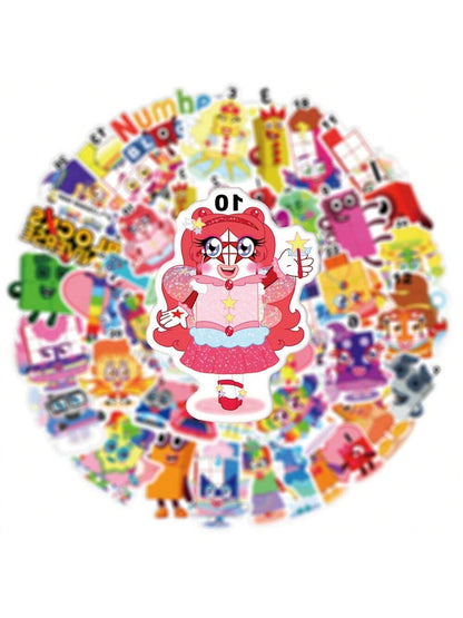 50PCS Cartoon Digital Education Stickers Graffiti Helmets Car Guitar DIY Wall Stickers Toy Decoration